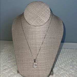 NWT Stainless Steel Elegant Silver Tone  Dainty Necklace initial D Pendant
